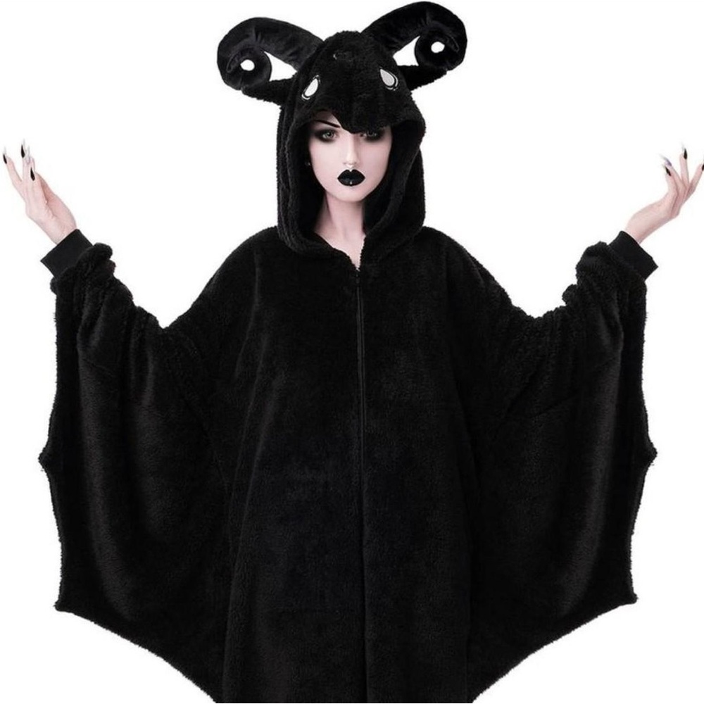 Killstar Black Plush Baphomet/Bat Onesie (Large)